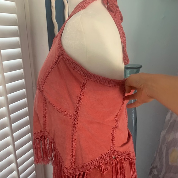 70's Vintage Pink Halter, Tie Back top - Picture 5 of 14